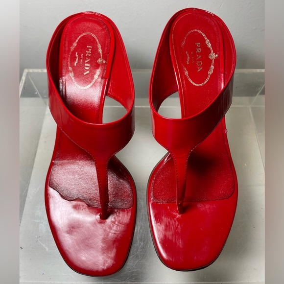PRADA Patent leather slides red sz 36 made in italy - Picture 9 of 16